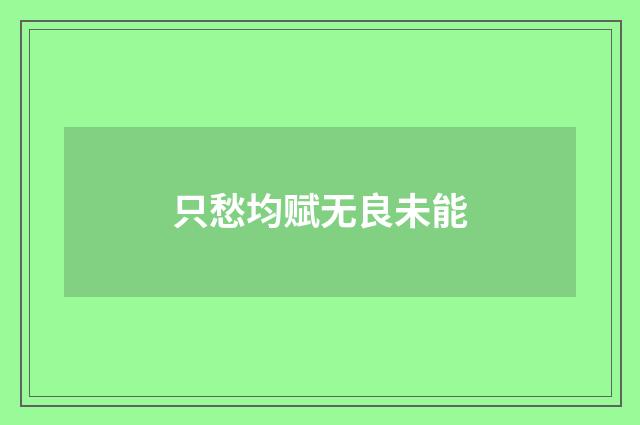 只愁均赋无良未能
