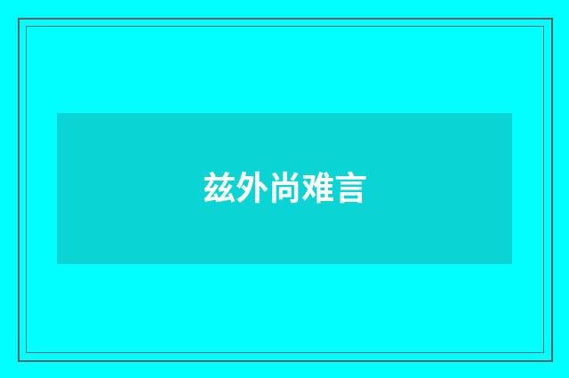 兹外尚难言