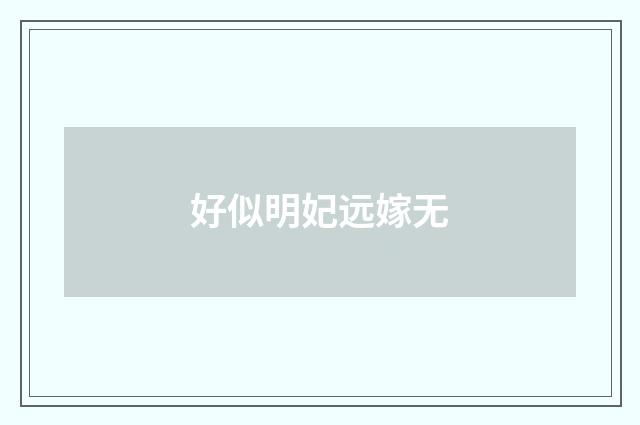 好似明妃远嫁无