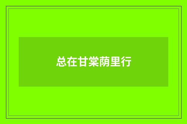 总在甘棠荫里行