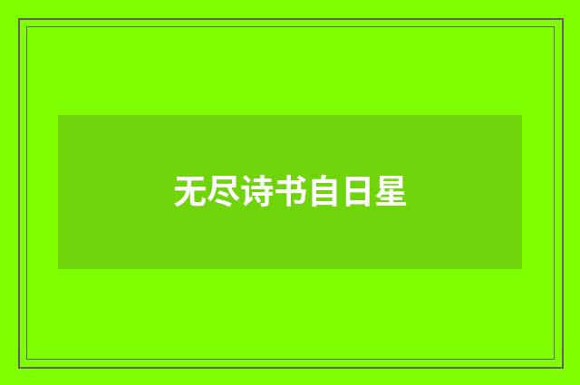 无尽诗书自日星