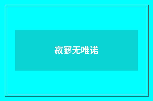 寂寥无唯诺