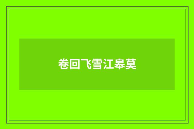 卷回飞雪江皋莫