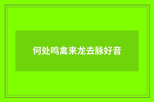 何处鸣禽来龙去脉好音