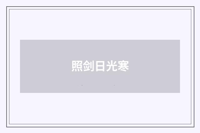 照剑日光寒
