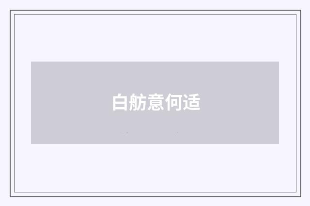 白舫意何适