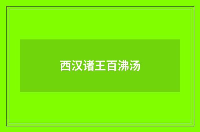 西汉诸王百沸汤