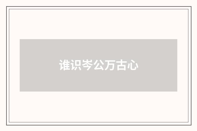 谁识岑公万古心