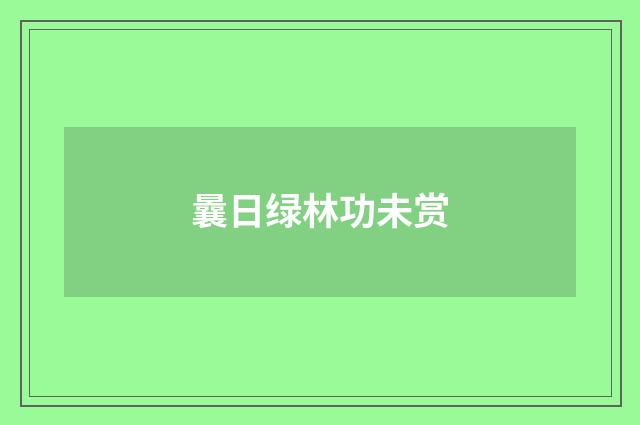 曩日绿林功未赏