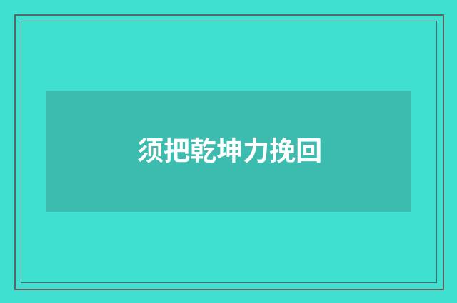 须把乾坤力挽回