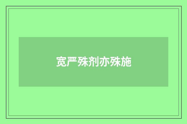 宽严殊剂亦殊施