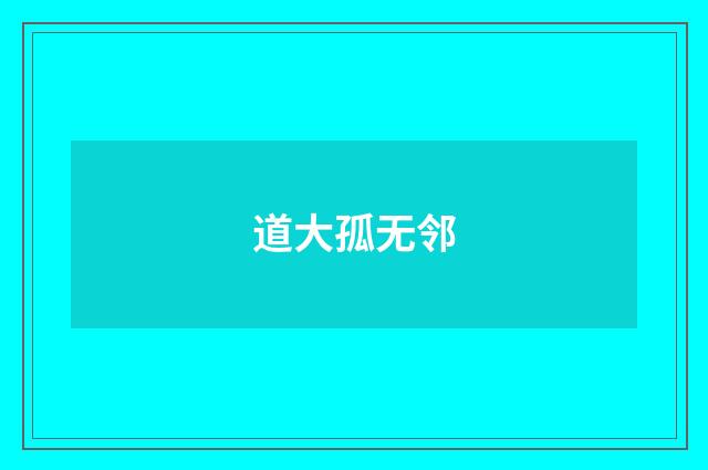 道大孤无邻