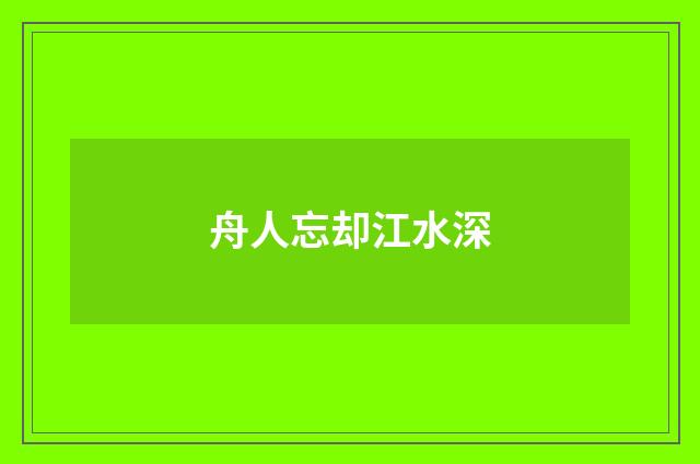 舟人忘却江水深