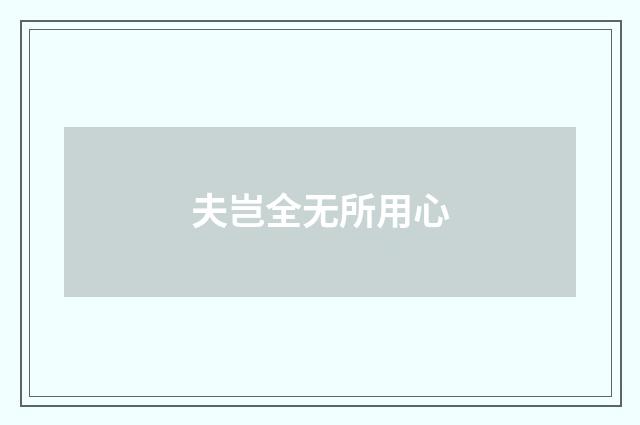 夫岂全无所用心