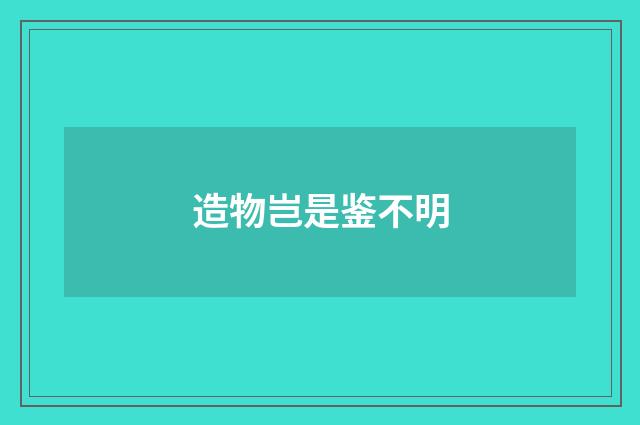 造物岂是鉴不明