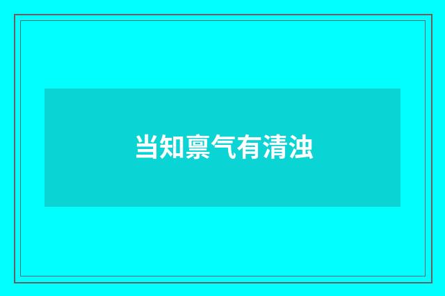 当知禀气有清浊