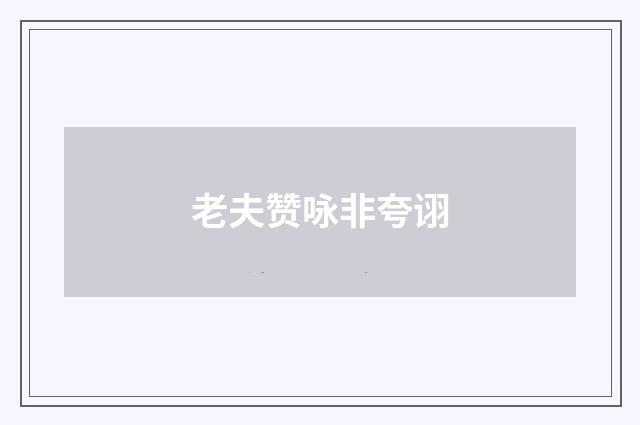 老夫赞咏非夸诩