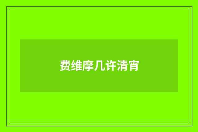 费维摩几许清宵