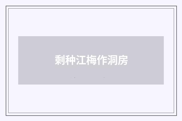 剩种江梅作洞房