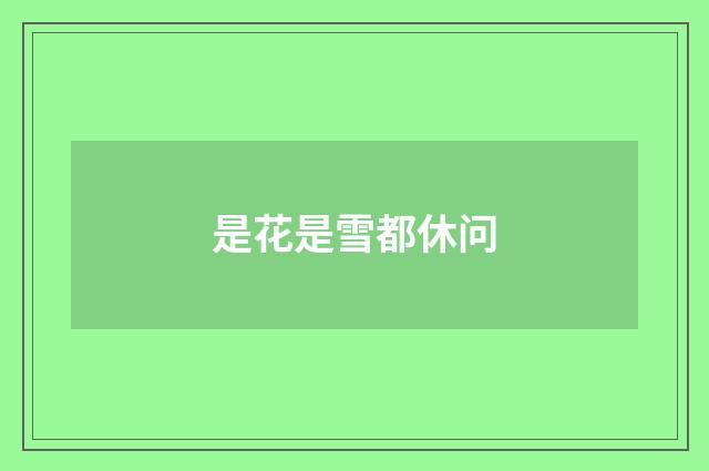是花是雪都休问