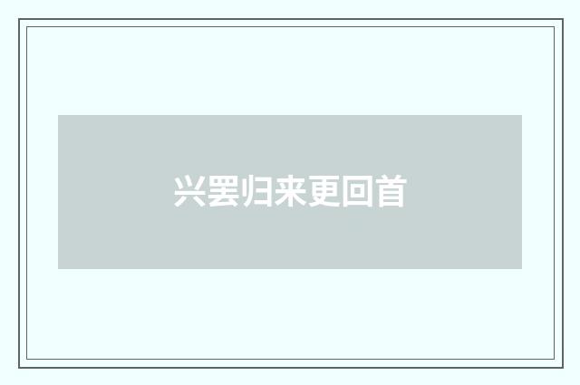 兴罢归来更回首