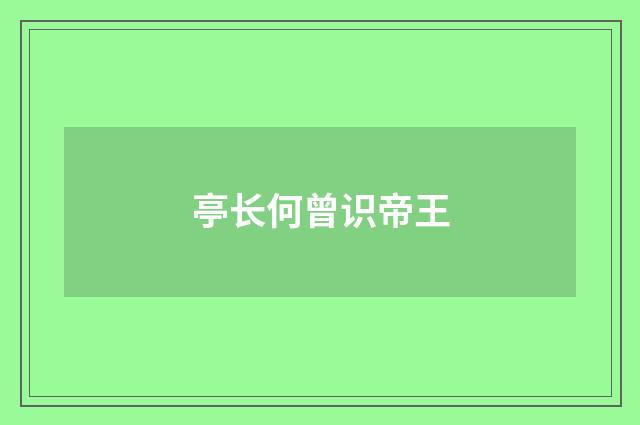 亭长何曾识帝王