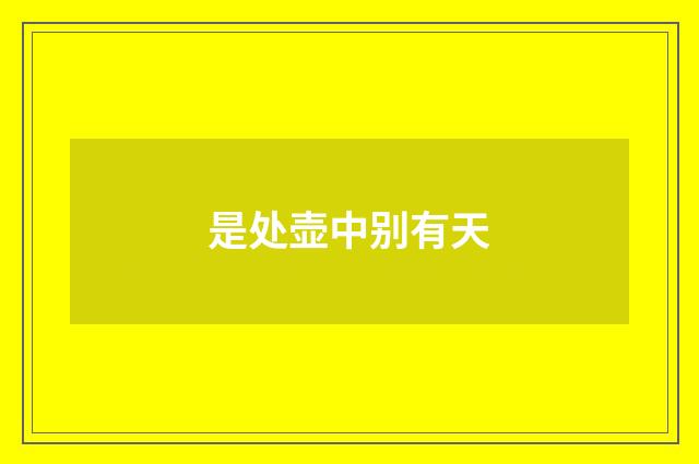 是处壶中别有天