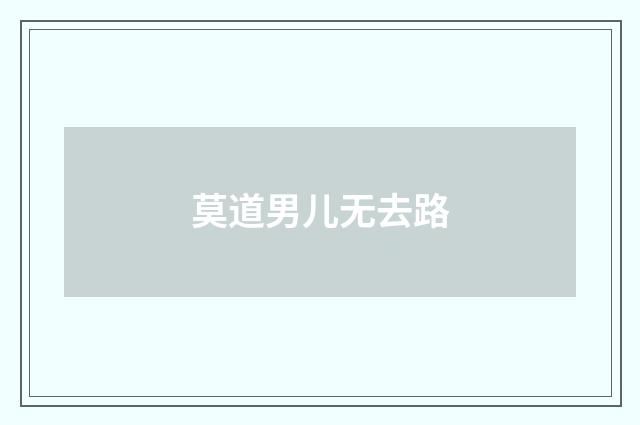 莫道男儿无去路