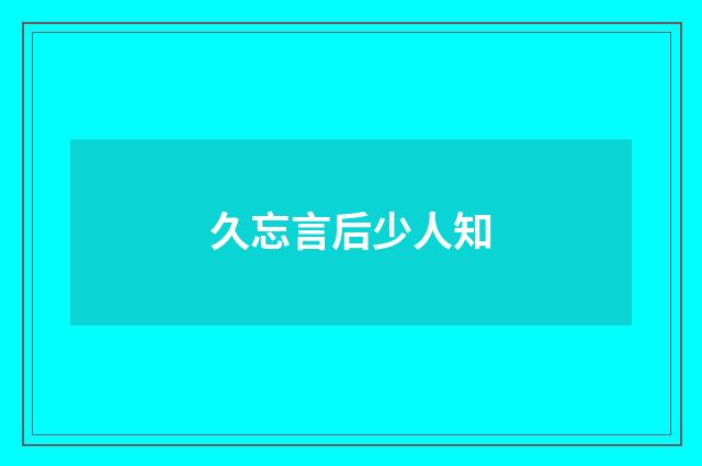 久忘言后少人知