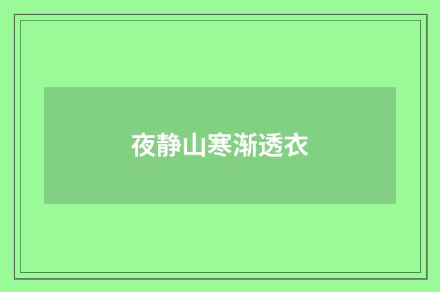 夜静山寒渐透衣