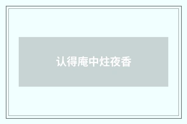 认得庵中炷夜香