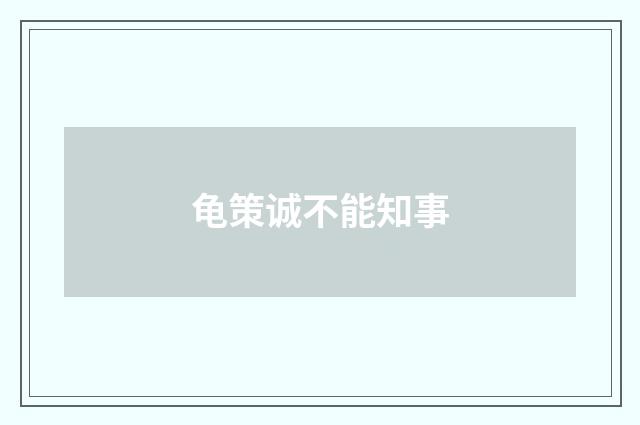 龟策诚不能知事