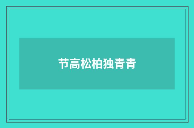 节高松柏独青青