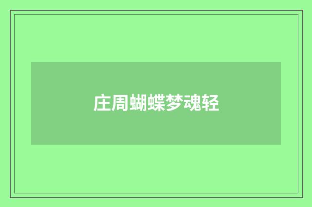 庄周蝴蝶梦魂轻