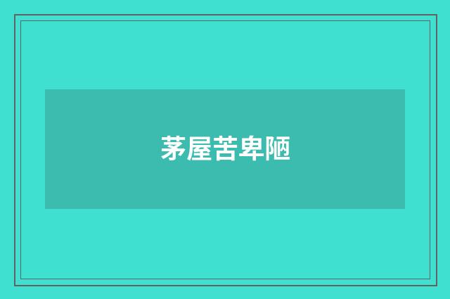 茅屋苦卑陋