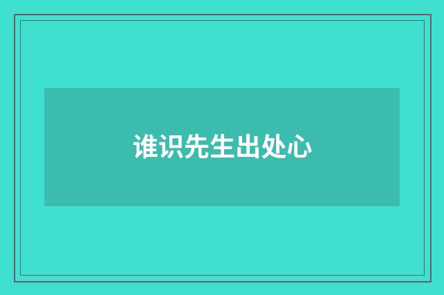 谁识先生出处心