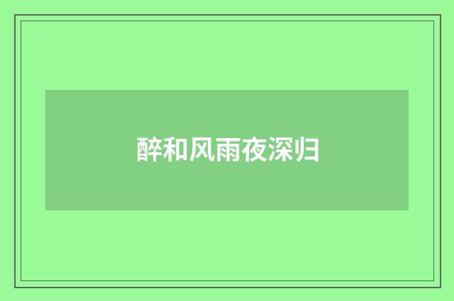 醉和风雨夜深归