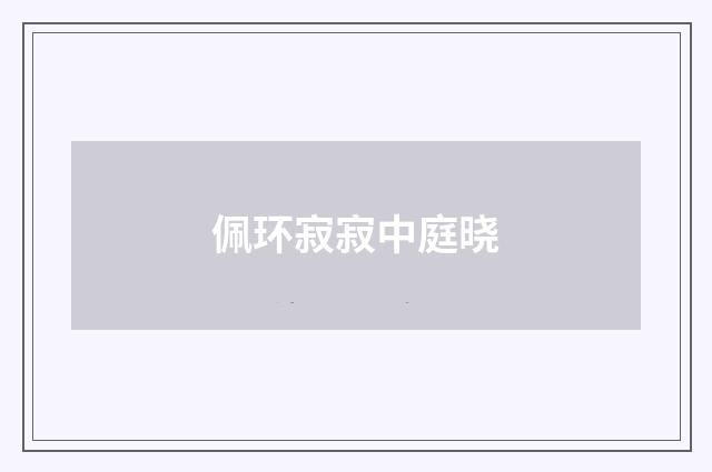 佩环寂寂中庭晓