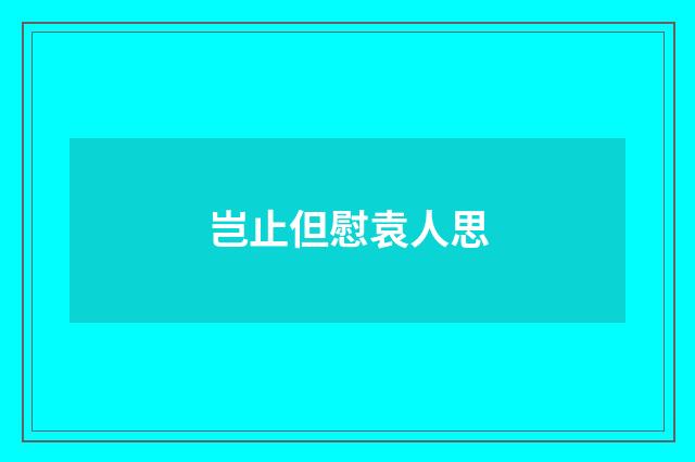 岂止但慰袁人思