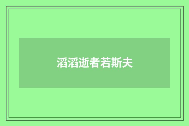 滔滔逝者若斯夫