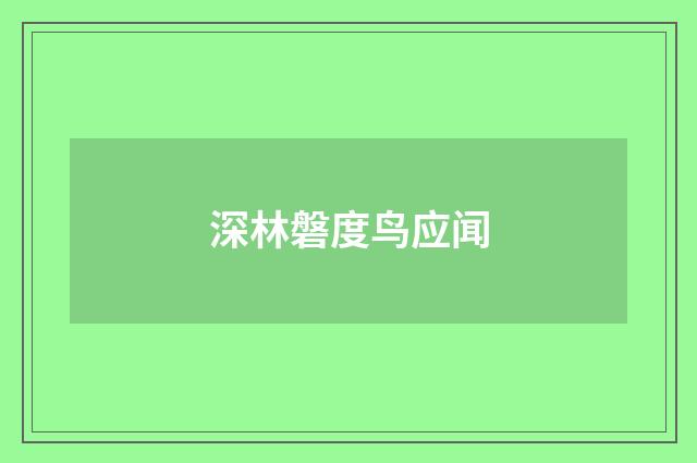 深林磐度鸟应闻
