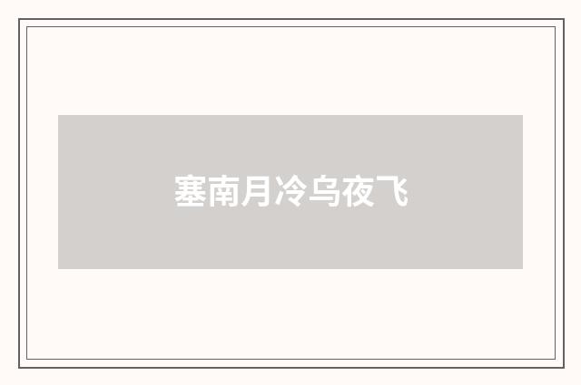 塞南月冷乌夜飞