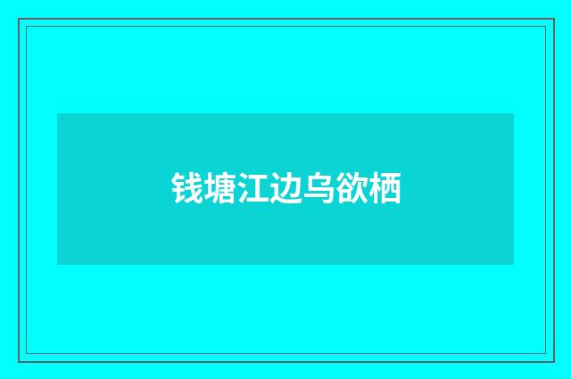 钱塘江边乌欲栖