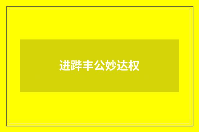 进跸丰公妙达权