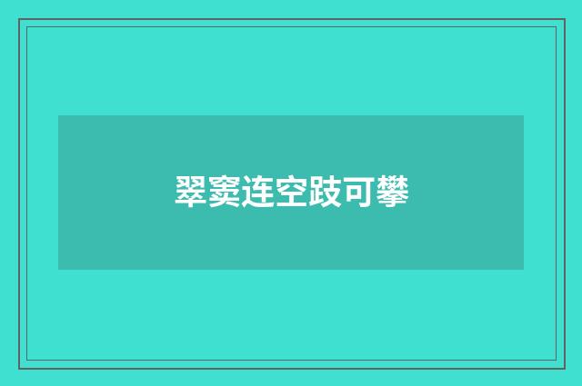 翠窦连空跂可攀