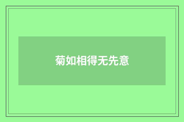 菊如相得无先意