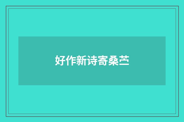 好作新诗寄桑苎