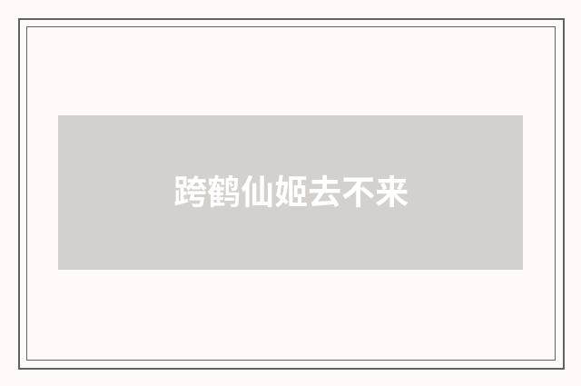 跨鹤仙姬去不来