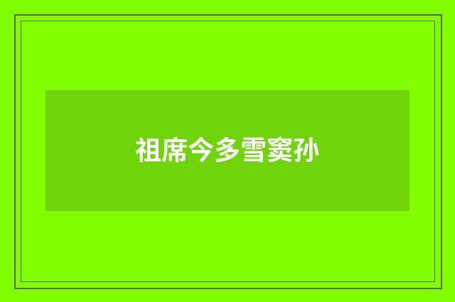 祖席今多雪窦孙