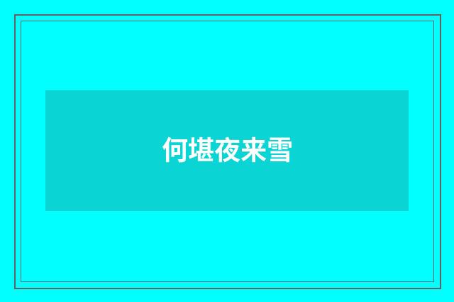 何堪夜来雪